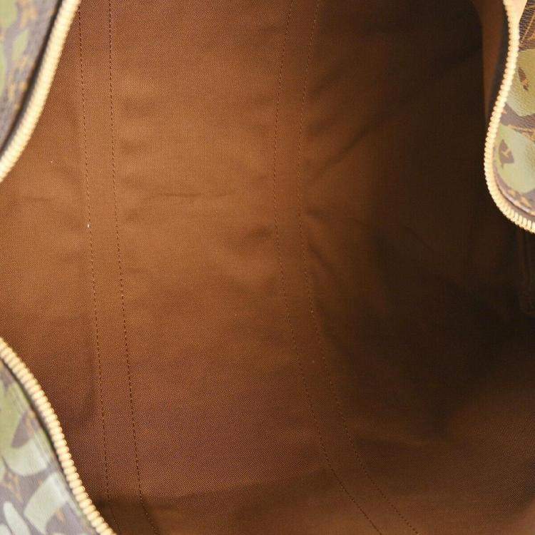 Pre Owned Louis Vuitton Khaki Monogram Graffiti Keepall 50 Duffle bag