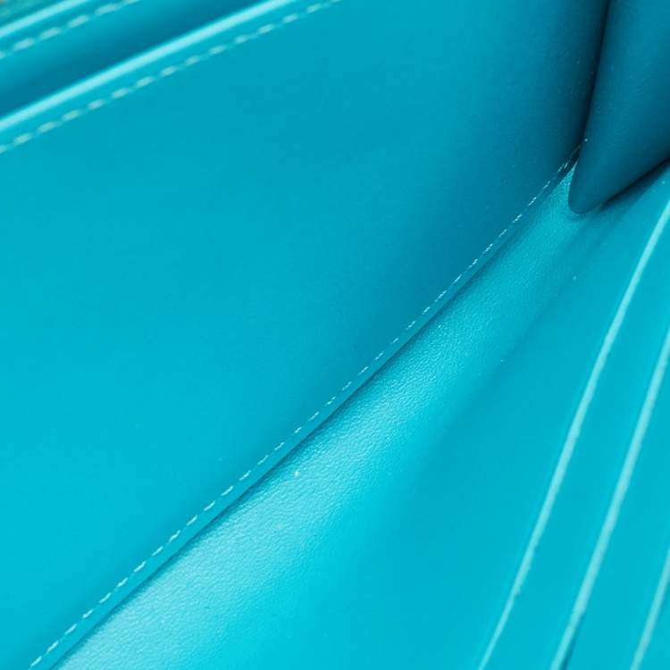 Pre Owned Louis Vuitton Bleu Lagon Monogram Vernis Sarah Wallet
