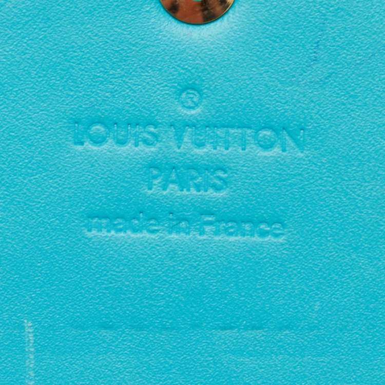 Pre Owned Louis Vuitton Bleu Lagon Monogram Vernis Sarah Wallet