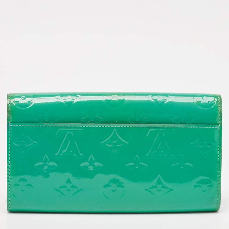 Pre Owned Louis Vuitton Bleu Lagon Monogram Vernis Sarah Wallet