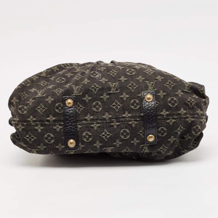 Pre Owned Louis Vuitton Black Monogram Denim Neo Cabby MM Bag