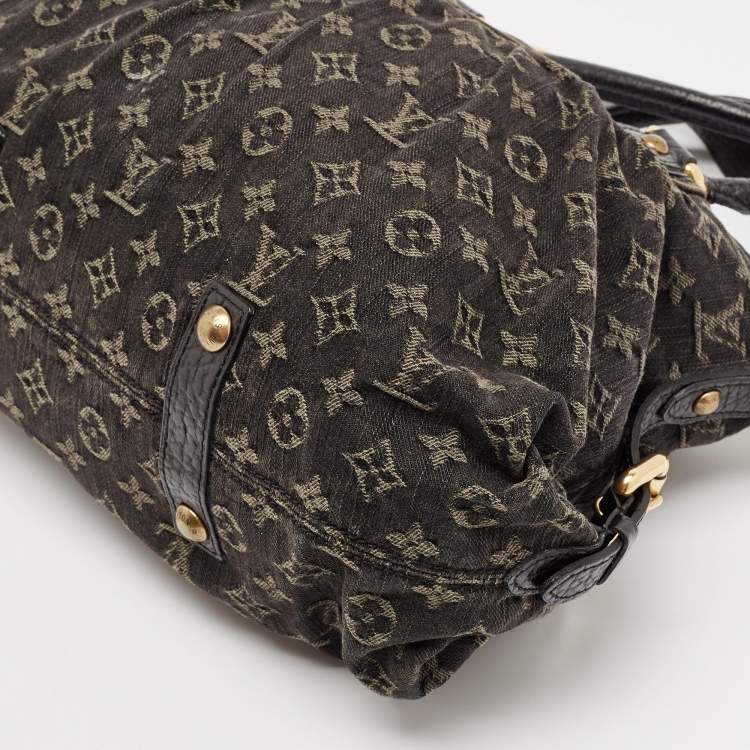 Pre Owned Louis Vuitton Black Monogram Denim Neo Cabby MM Bag