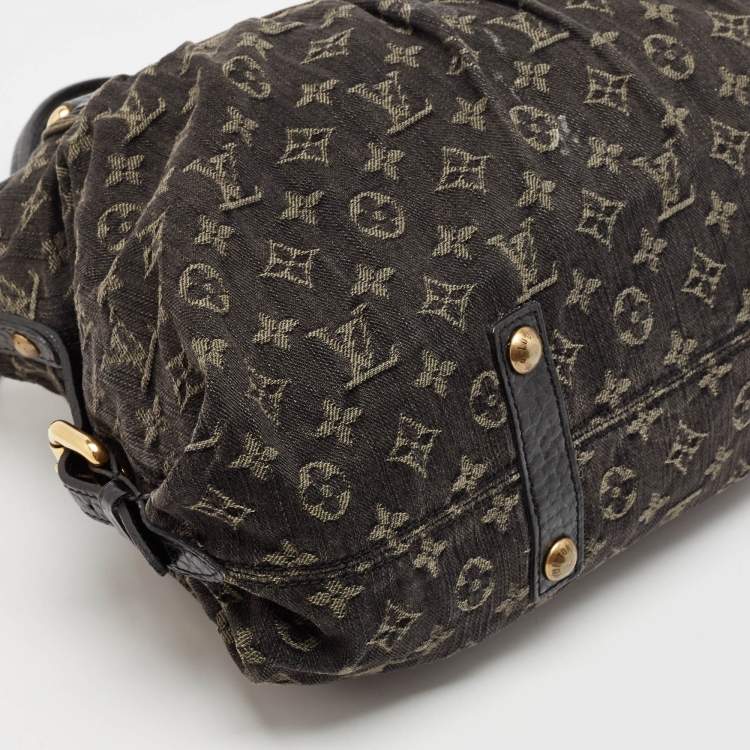 Pre Owned Louis Vuitton Black Monogram Denim Neo Cabby MM Bag