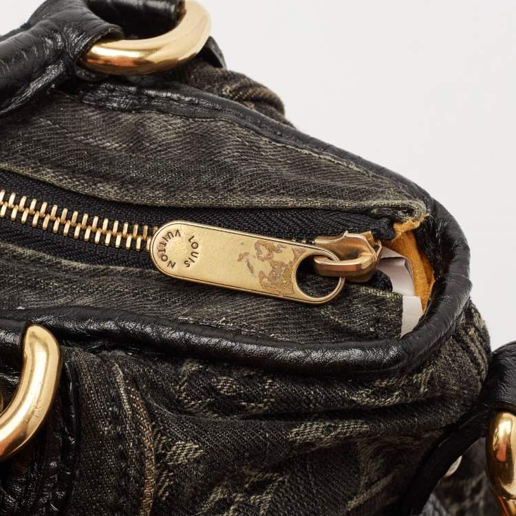 Pre Owned Louis Vuitton Black Monogram Denim Neo Cabby MM Bag