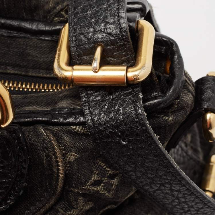 Pre Owned Louis Vuitton Black Monogram Denim Neo Cabby MM Bag