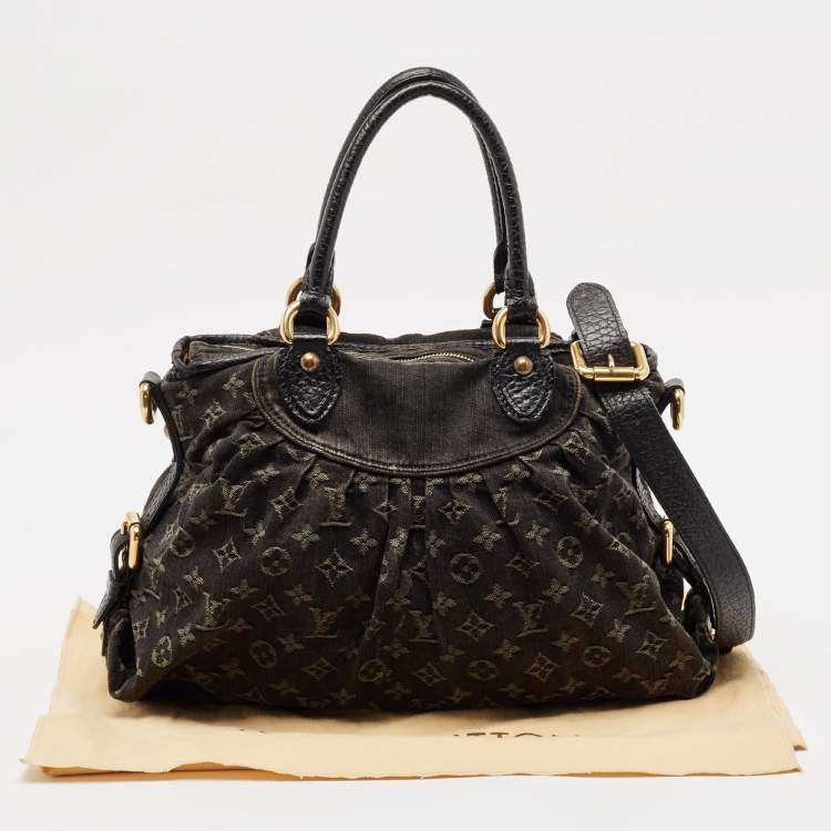 Pre Owned Louis Vuitton Black Monogram Denim Neo Cabby MM Bag