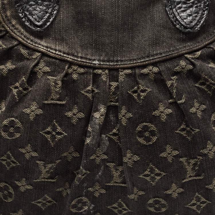 Pre Owned Louis Vuitton Black Monogram Denim Neo Cabby MM Bag