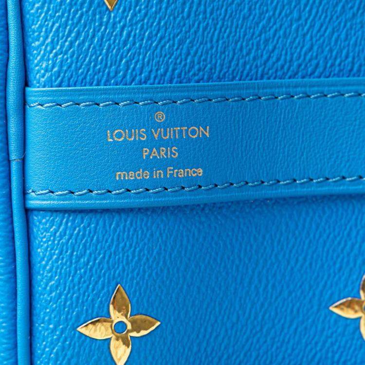 Pre Owned Louis Vuitton Blue Multicolor Pvc Leather Keepall Bandouliere 50 Boston Bag