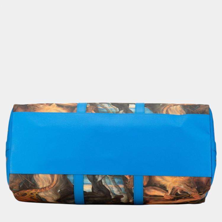 Pre Owned Louis Vuitton Blue Multicolor Pvc Leather Keepall Bandouliere 50 Boston Bag