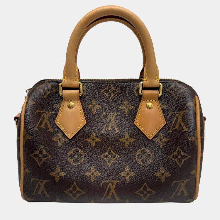 Pre Owned Louis Vuitton Leather Brown Speedy Bandouliere 20 Monogram Handbag