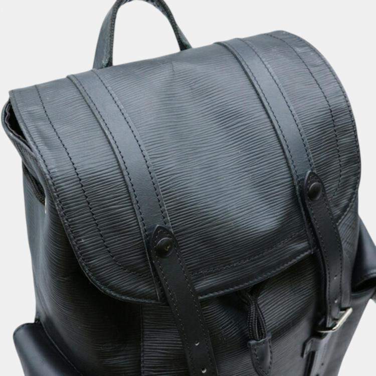 Pre Owned Louis Vuitton Black Christopher Pm Epi Lv Circle Leather Backpack