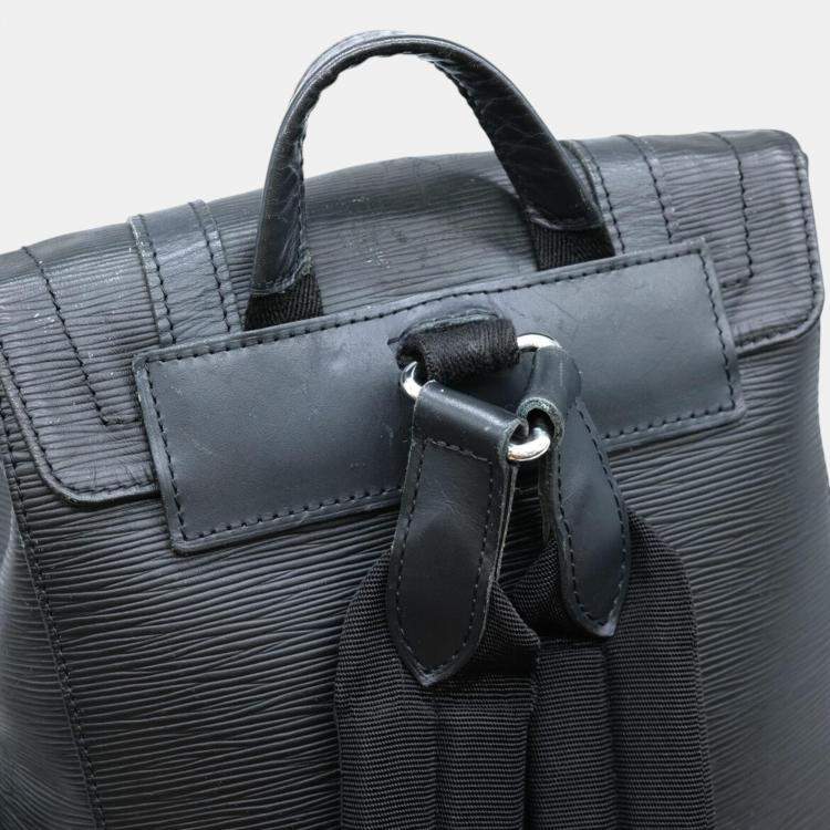 Pre Owned Louis Vuitton Black Christopher Pm Epi Lv Circle Leather Backpack