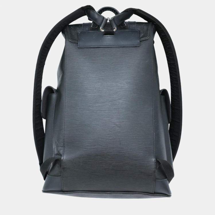 Pre Owned Louis Vuitton Black Christopher Pm Epi Lv Circle Leather Backpack