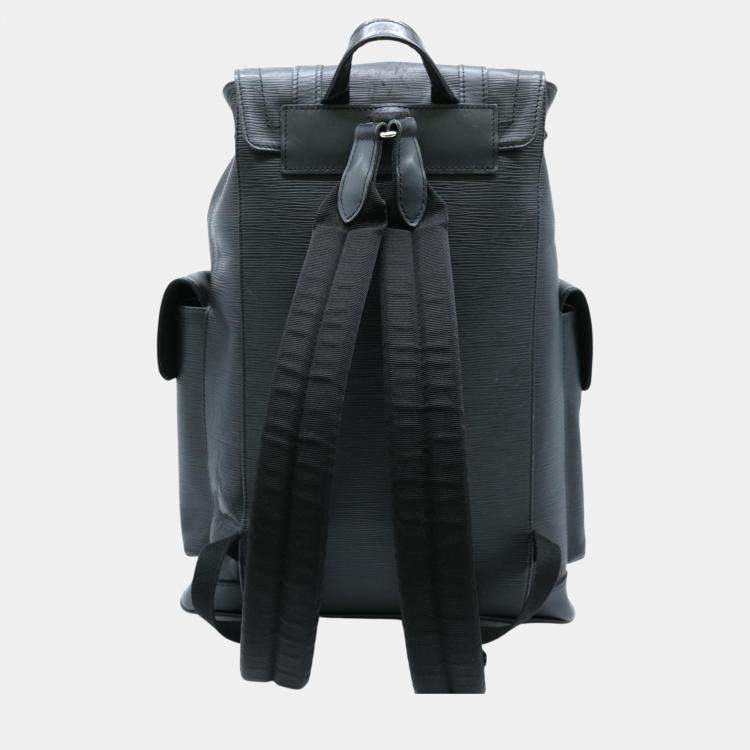 Pre Owned Louis Vuitton Black Christopher Pm Epi Lv Circle Leather Backpack