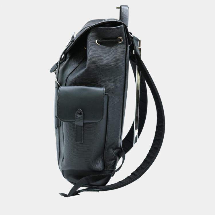 Pre Owned Louis Vuitton Black Christopher Pm Epi Lv Circle Leather Backpack