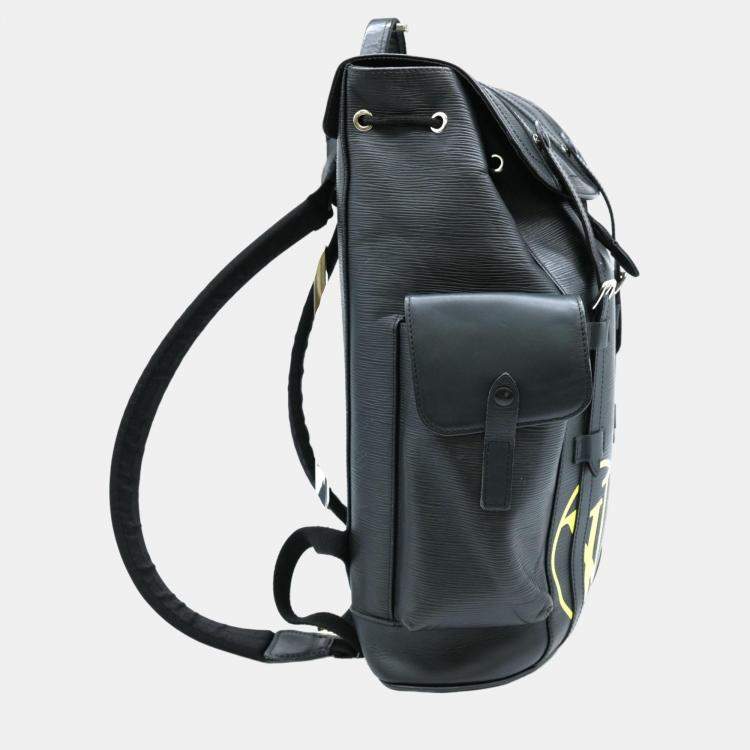 Pre Owned Louis Vuitton Black Christopher Pm Epi Lv Circle Leather Backpack