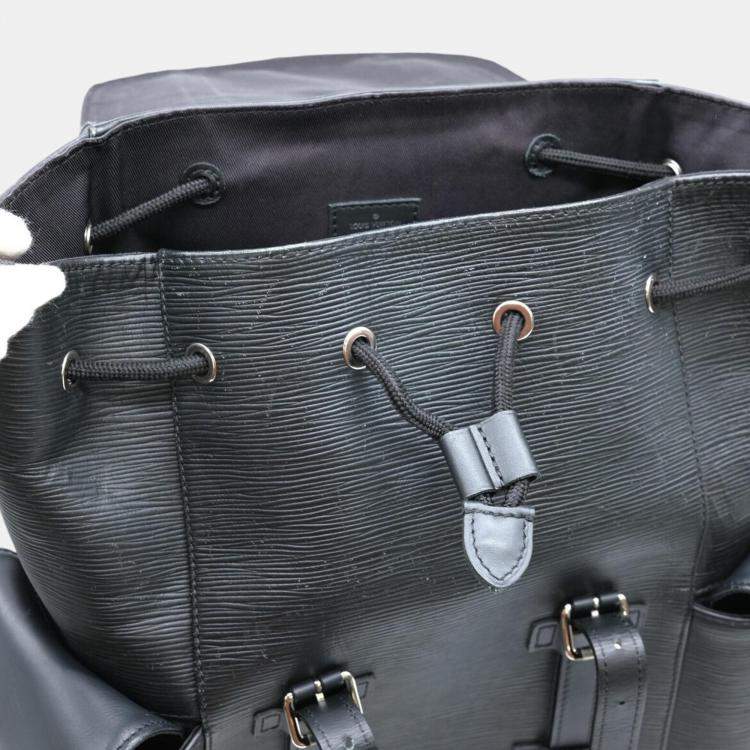 Pre Owned Louis Vuitton Black Christopher Pm Epi Lv Circle Leather Backpack
