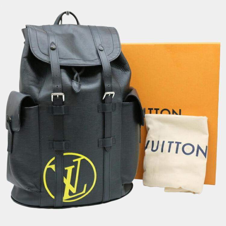 Pre Owned Louis Vuitton Black Christopher Pm Epi Lv Circle Leather Backpack