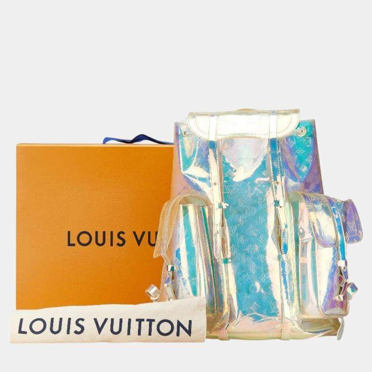 Pre Owned Louis Vuitton Clear Transparent Pvc Leather Monogram Prism Christopher Gm Backpack
