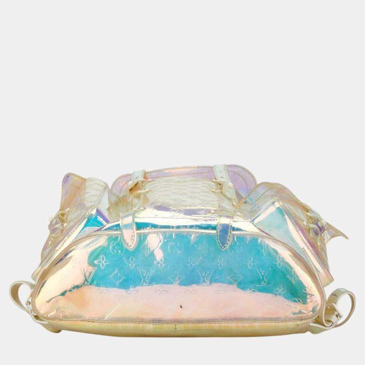 Pre Owned Louis Vuitton Clear Transparent Pvc Leather Monogram Prism Christopher Gm Backpack