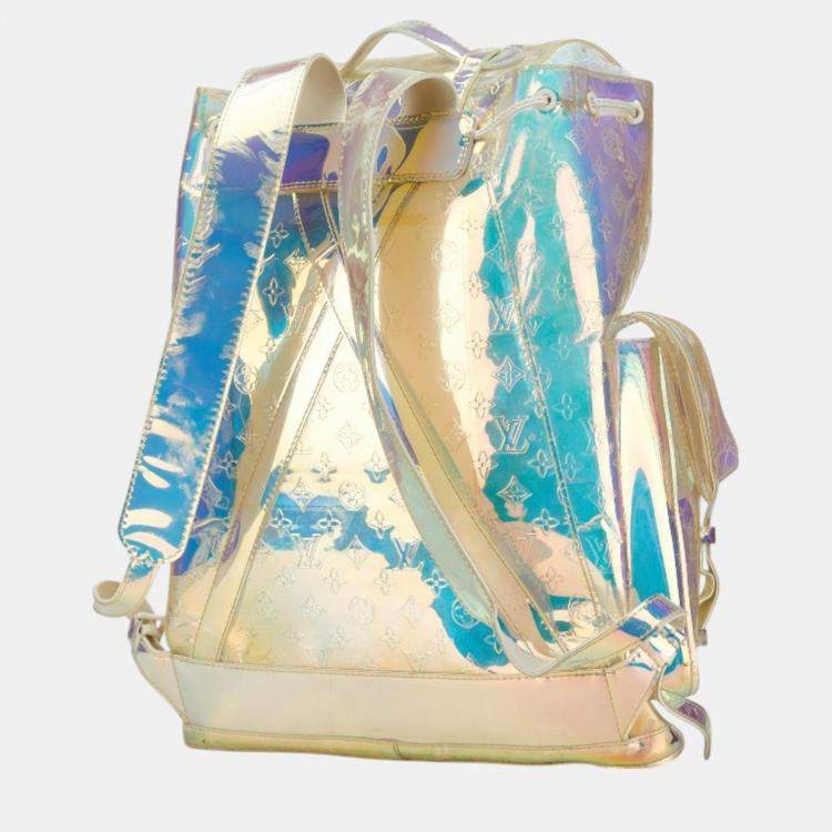 Pre Owned Louis Vuitton Clear Transparent Pvc Leather Monogram Prism Christopher Gm Backpack