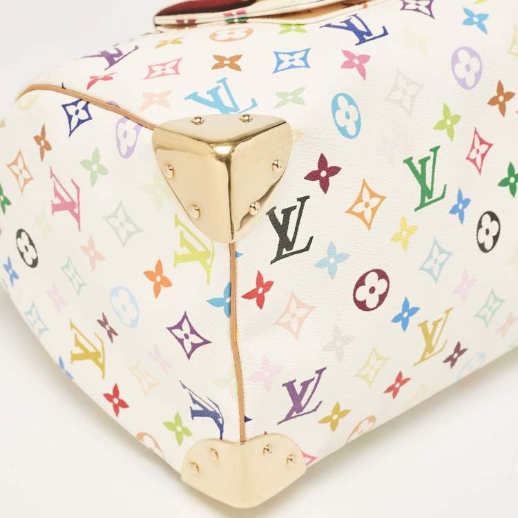 Pre Owned Louis Vuitton White Monogram Multicolore Canvas Speedy 30 Bag