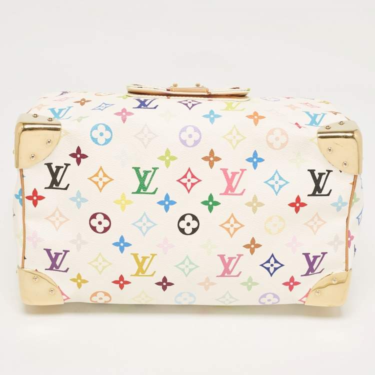Pre Owned Louis Vuitton White Monogram Multicolore Canvas Speedy 30 Bag