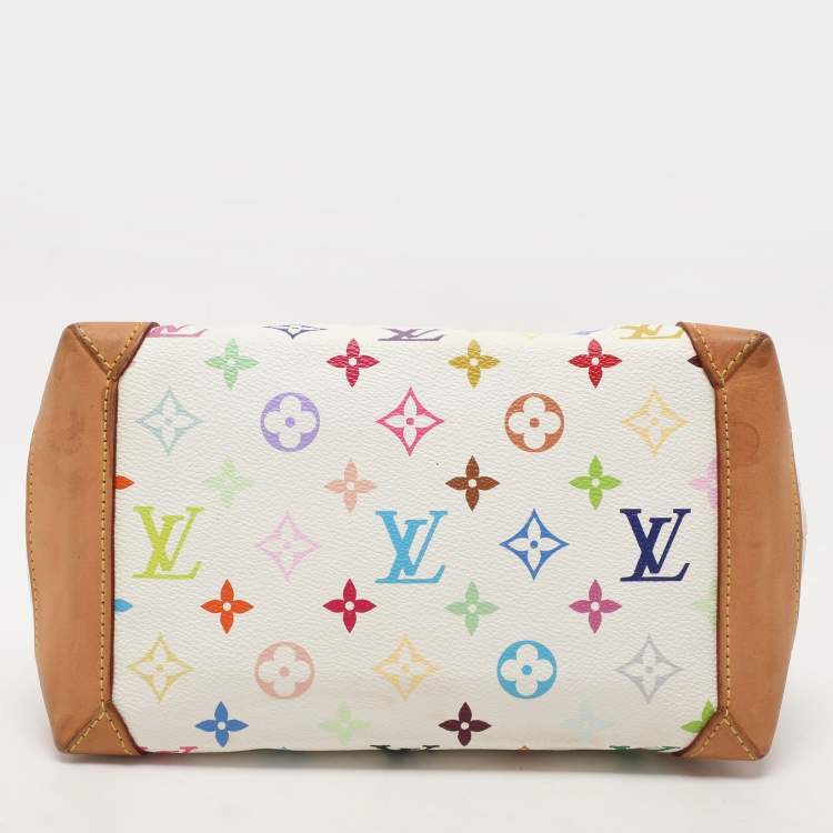 Pre Owned Louis Vuitton White Multicolore Monogram Canvas Audra Bag