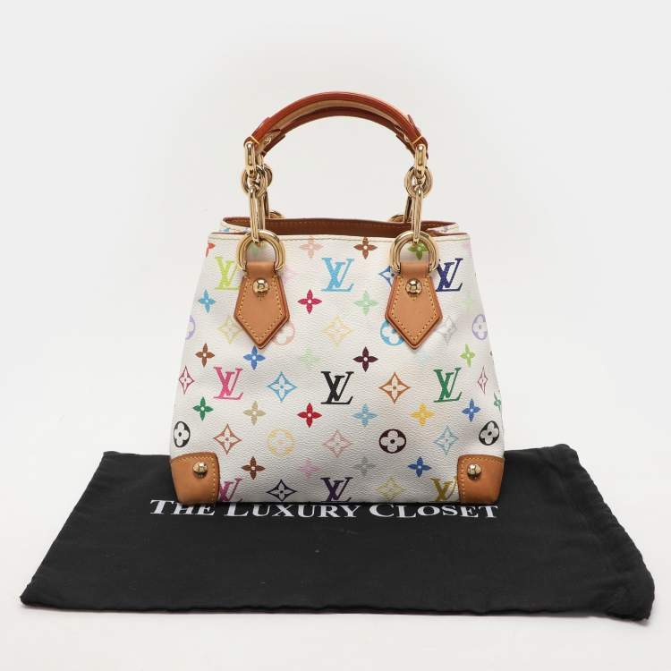 Pre Owned Louis Vuitton White Multicolore Monogram Canvas Audra Bag