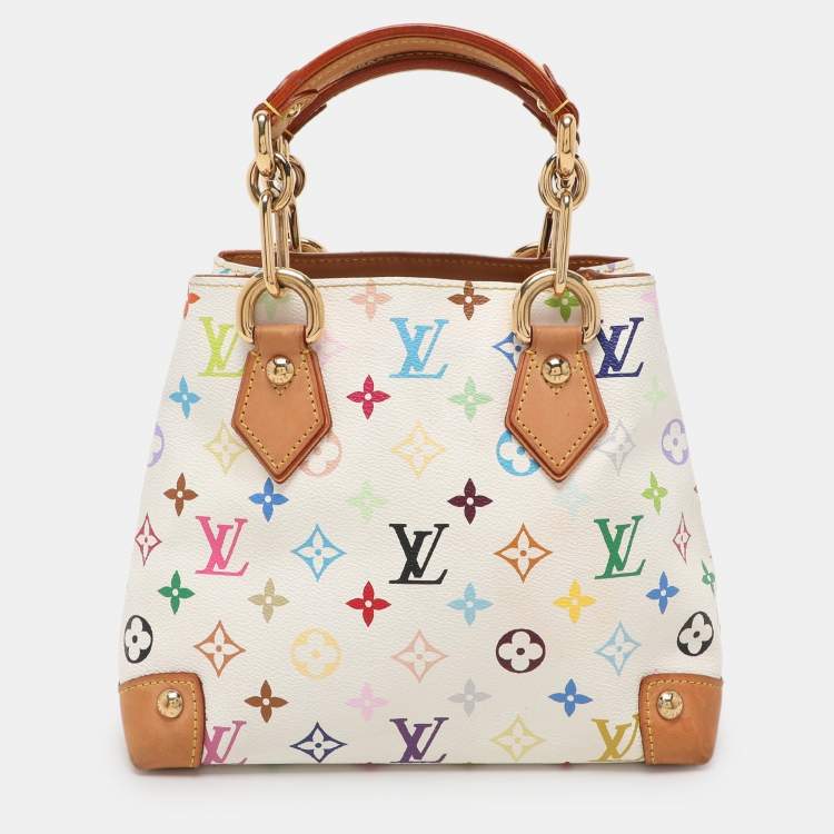 Pre Owned Louis Vuitton White Multicolore Monogram Canvas Audra Bag