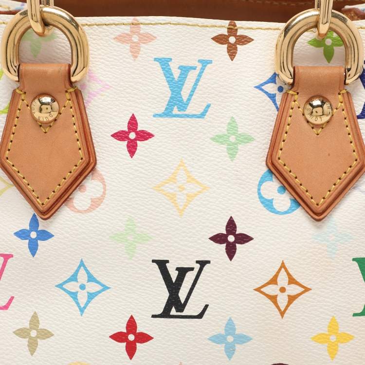 Pre Owned Louis Vuitton White Multicolore Monogram Canvas Audra Bag
