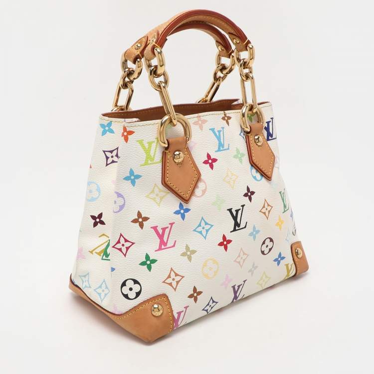 Pre Owned Louis Vuitton White Multicolore Monogram Canvas Audra Bag