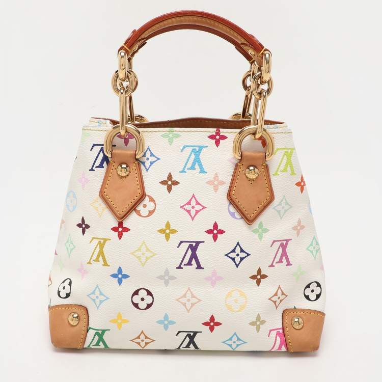 Pre Owned Louis Vuitton White Multicolore Monogram Canvas Audra Bag