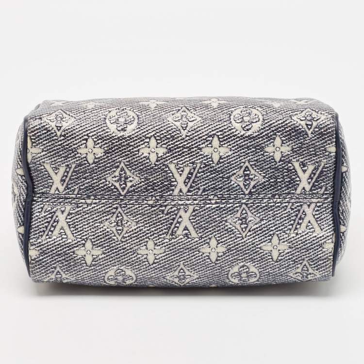 Pre Owned Louis Vuitton Blue Monoglam Speedy Bandouliere 20 Bag