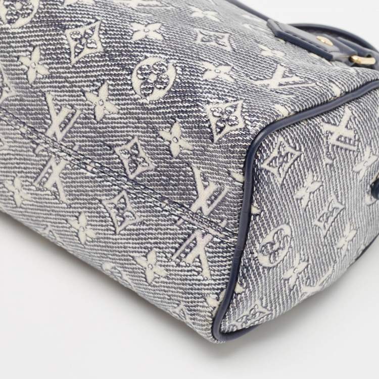 Pre Owned Louis Vuitton Blue Monoglam Speedy Bandouliere 20 Bag