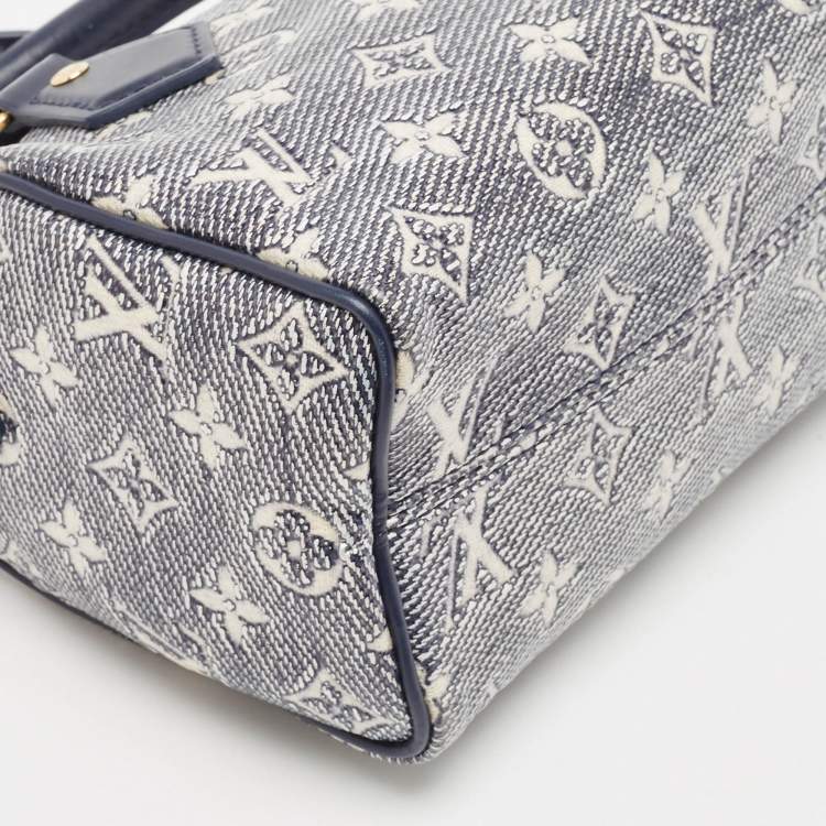 Pre Owned Louis Vuitton Blue Monoglam Speedy Bandouliere 20 Bag