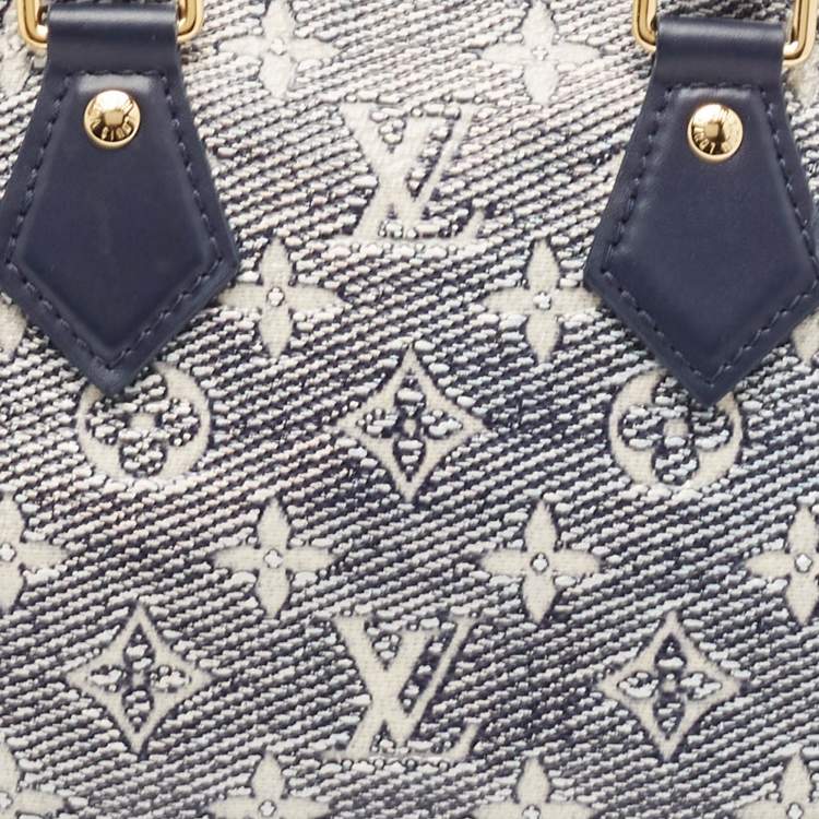 Pre Owned Louis Vuitton Blue Monoglam Speedy Bandouliere 20 Bag