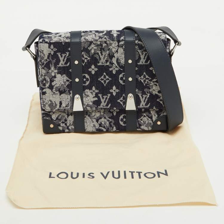 Pre Owned Louis Vuitton Navy Blue Monogram Tapestry Trunks PM Bag