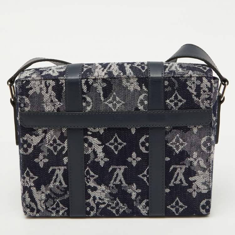 Pre Owned Louis Vuitton Navy Blue Monogram Tapestry Trunks PM Bag