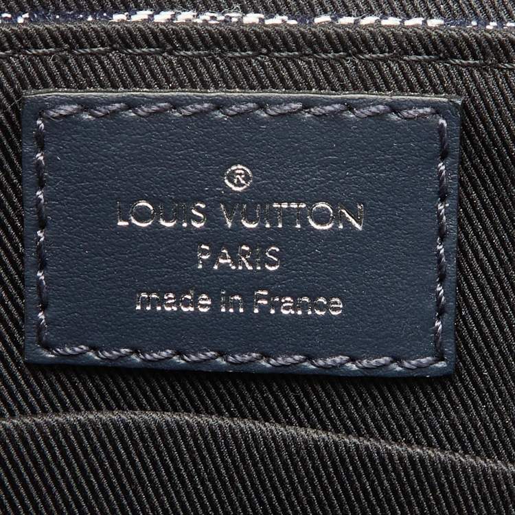 Pre Owned Louis Vuitton Navy Blue Monogram Tapestry Trunks PM Bag