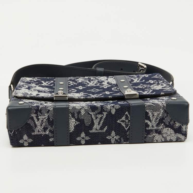 Pre Owned Louis Vuitton Navy Blue Monogram Tapestry Trunks PM Bag