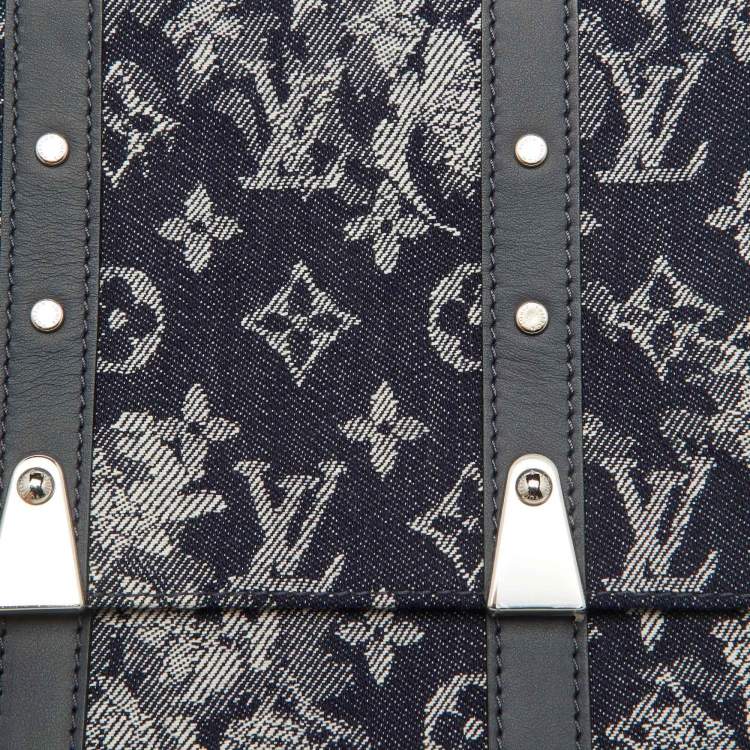 Pre Owned Louis Vuitton Navy Blue Monogram Tapestry Trunks PM Bag
