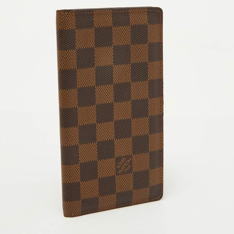 Pre Owned Louis Vuitton Damier Ebene Canvas Brazza Long Wallet