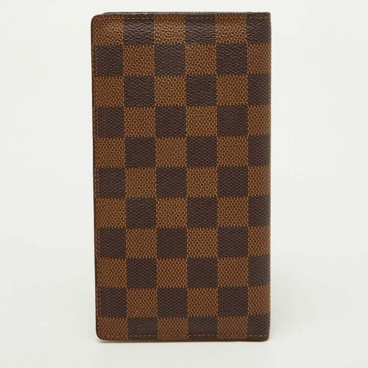 Pre Owned Louis Vuitton Damier Ebene Canvas Brazza Long Wallet
