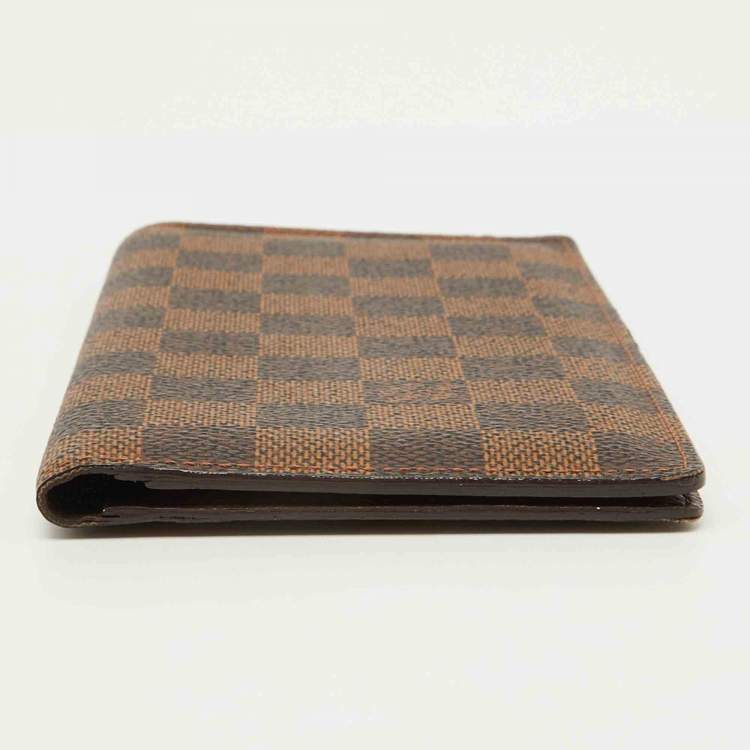 Pre Owned Louis Vuitton Damier Ebene Canvas Brazza Long Wallet