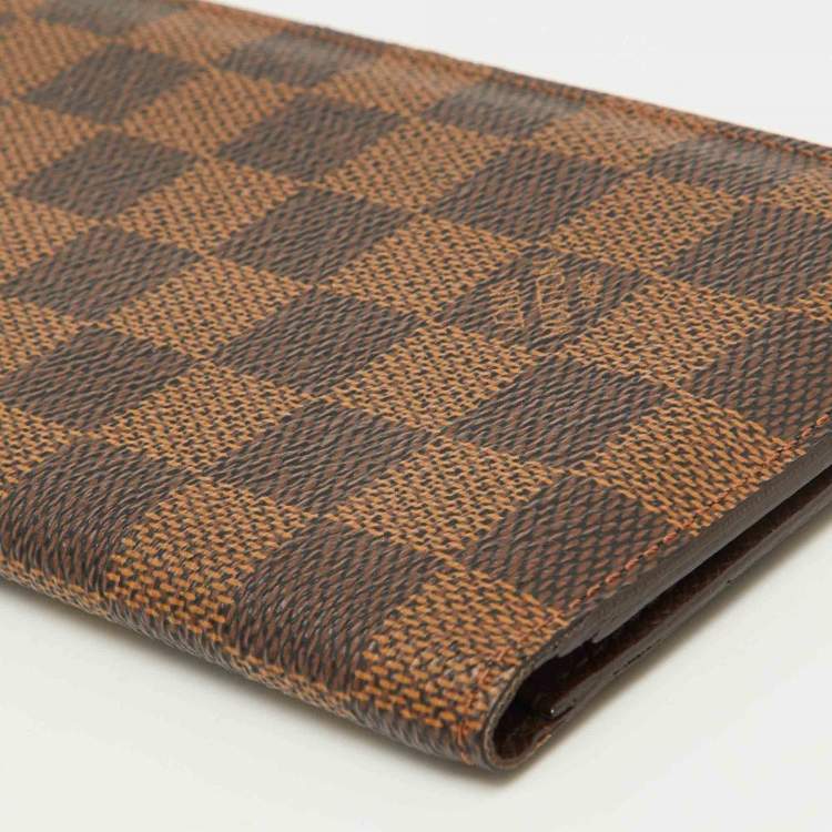 Pre Owned Louis Vuitton Damier Ebene Canvas Brazza Long Wallet