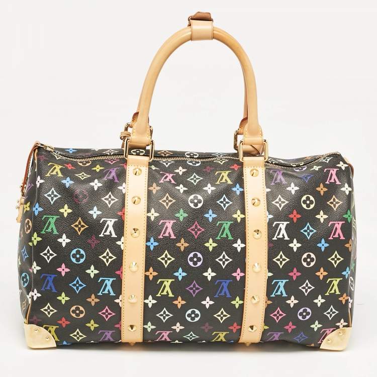 Pre Owned Louis Vuitton Black/Multicolor Monogram Canvas Keepall 45 Bag