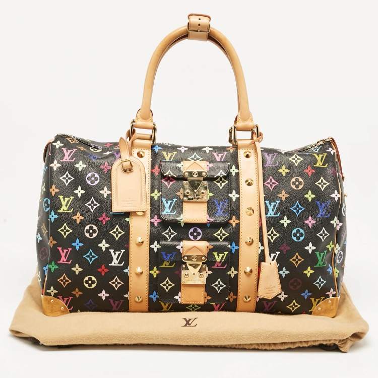 Pre Owned Louis Vuitton Black/Multicolor Monogram Canvas Keepall 45 Bag