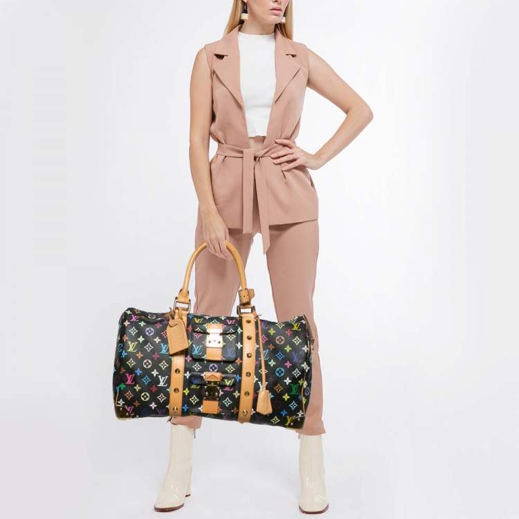 Pre Owned Louis Vuitton Black/Multicolor Monogram Canvas Keepall 45 Bag