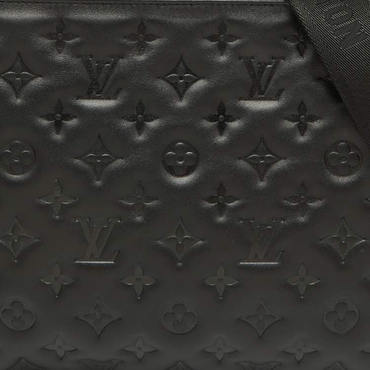 Pre Owned Louis Vuitton Black Monogram Embossed Leather Coussin MM Bag